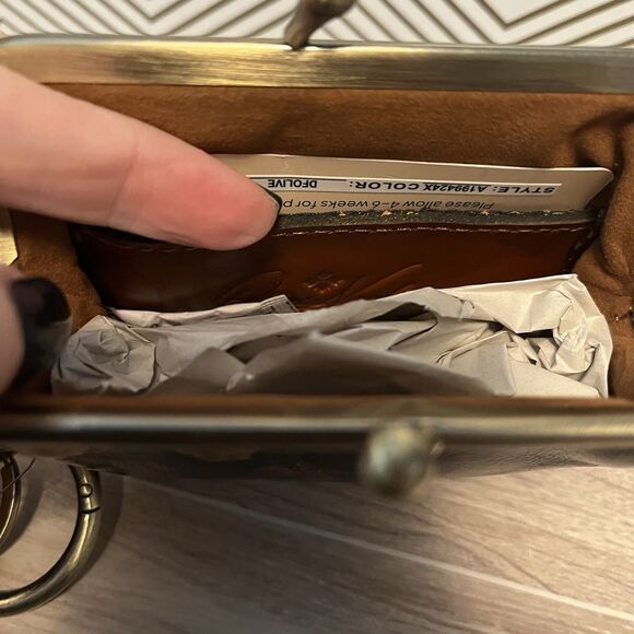 NWT PATRICIA NASH BORSE Leather Coin Purse Vintage Floral Brocade Denim Fields - Picture 12 of 12